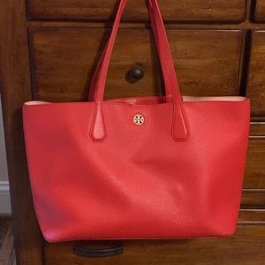 Tory Burch Perry Tote In Samba/Pale Apricot